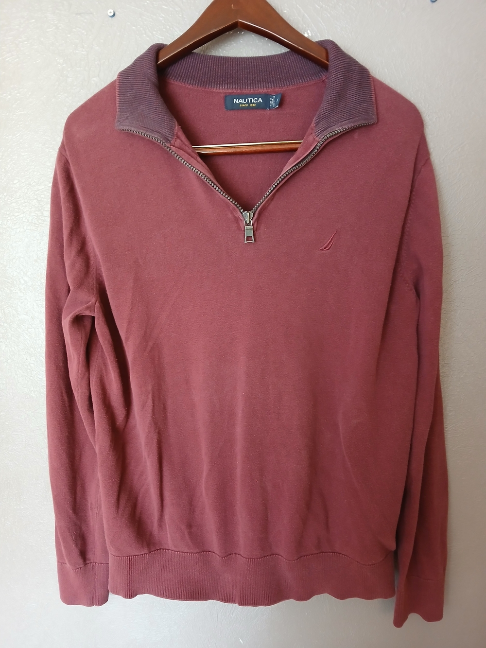 Nautica Men's Quarter-Zip Pullover Sweater in Dusty Rose-Medium